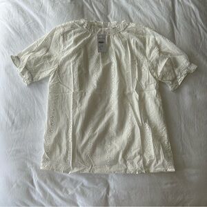 BÖHME Ivory cream english embroidery style puffy sleeves shirt